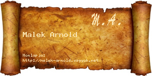 Malek Arnold névjegykártya